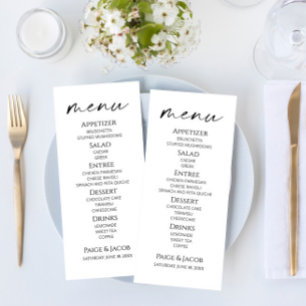Mini Elegant Blanc Noir Mariage Menu
