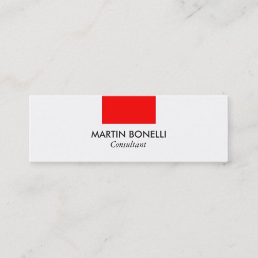 Mini Élégant blanc rouge Carte de visite standard (Devant)