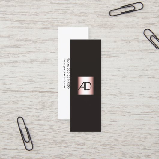 Mini Élégant Carte de visite de maquillage de monogramm (Devant/Arrière en situation)