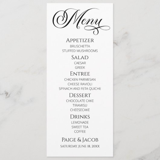 Mini Élégant Classic Mariage Menu (Devant)