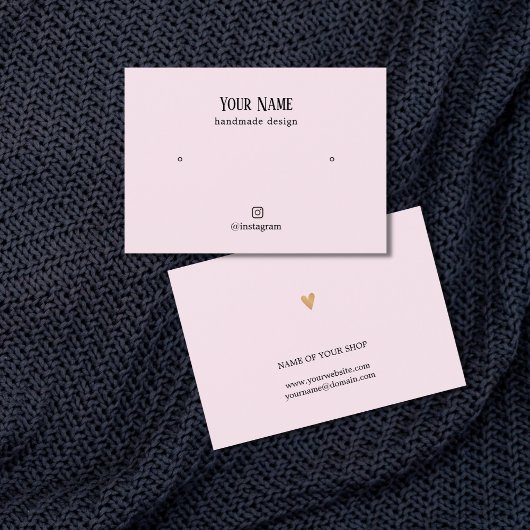 Mini Elegant Rose Faux Gold Heart Eear Card