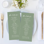 Mini Élégant Sage Vert Mariage Menu alimentaire<br><div class="desc">Il s'agit d'un menu Mariage minimal Élégant Sage Green.</div>