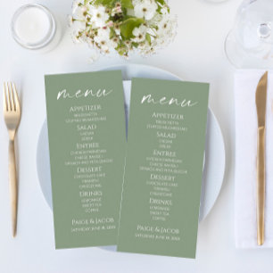 Mini Élégant Sage Vert Mariage Menu alimentaire