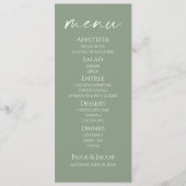 Mini Élégant Sage Vert Mariage Menu alimentaire (Devant)