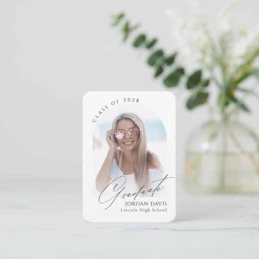 Mini Elegant Script Arch Photo Invitation (Debout devant)