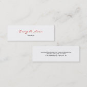 Mini Élégant script blanc Carte de visite rouge blanc (Devant / Derrière)