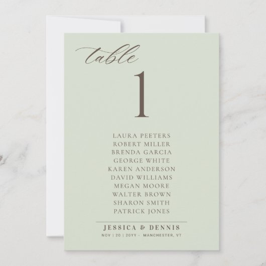 Mini Élégant Script Mariage Table Carte de siège (Devant)