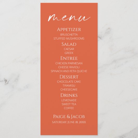 Mini Elegant Verona Sunset Mariage Menu (Devant)