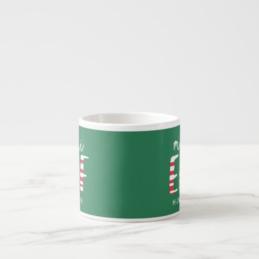 Mini Elf feestrode, groene en witte kerst Espresso Kop (Voorkant)