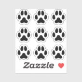 Mini Empreintes de pattes Chiens Stickers Black An (Feuille)