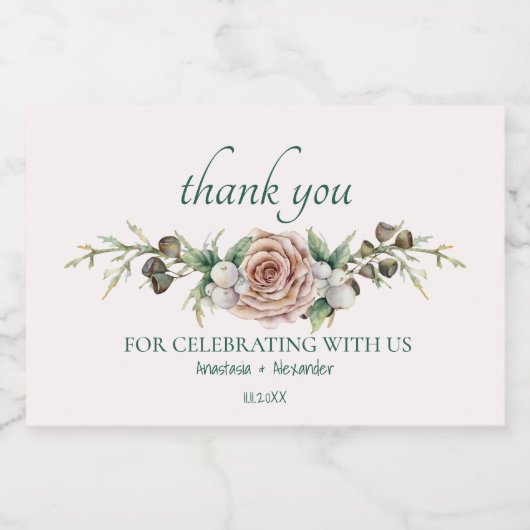 Mini-etiketjes voor mousserende wijnflessen Bedank Sparkling Wijnetiket (Enkel label)