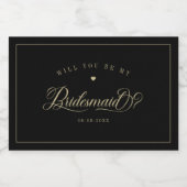 Mini Étiquette à vin brillant noir et or (Étiquettes simples)