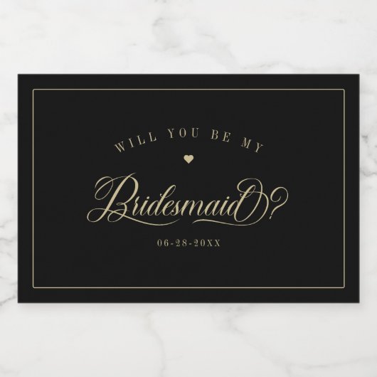 Mini Étiquette à vin brillant noir et or (Étiquettes simples)