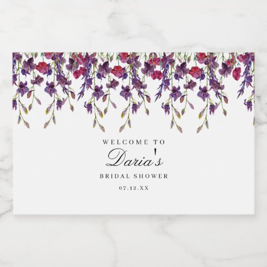 Mini Étiquette de bouteille de fleurs violettes (Étiquettes simples)