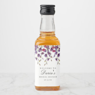 Mini Étiquette de bouteille de fleurs violettes