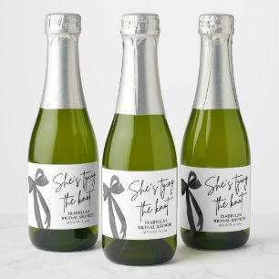 Mini étiquette de fête prénuptiale avec nœud noir