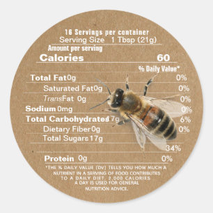 Mini Étiquette de miel Kraft Nutrition Fact avec a