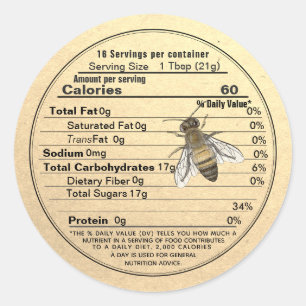 Mini Étiquette de miel Kraft Nutrition Fact avec a