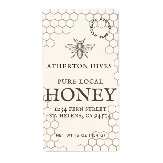 Mini Étiquette miel ivoire de 2 po x 3,75 po avec (Devant)