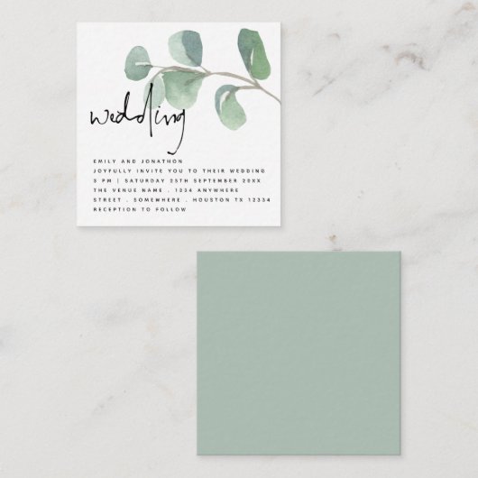 MINI Eucalyptus Faire-part de mariage de script in (Devant / Derrière)