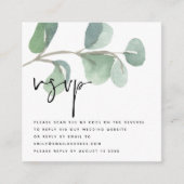 MINI Eucalyptus QR-codescript bruiloft RSVP Informatiekaartje (Voorkant)