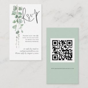 Mini Eucalyptus Script QR Code Weduwschap RSVP Informatiekaartje