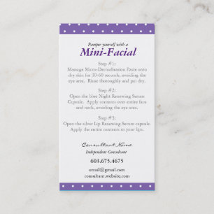 Mini Facial Instruction Card Visitekaartje