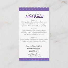 Mini Facial Instruction Card Visitekaartje