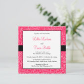 Mini Faire-part de mariage rose et noir (Debout devant)