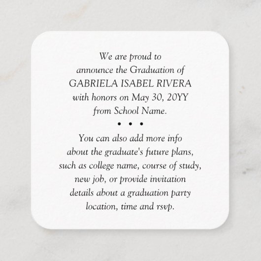 Mini Faire-part photo ou invitation (Dos)