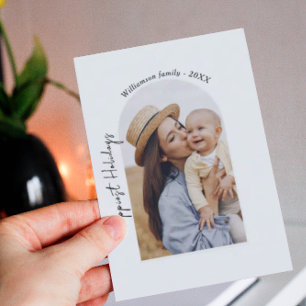 Mini familie foto winter gelukkigste Feestdagen Notitiekaartje