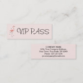 Mini Flamant rose rose 'VIP PASS' carte de visite maigr (Devant / Derrière)