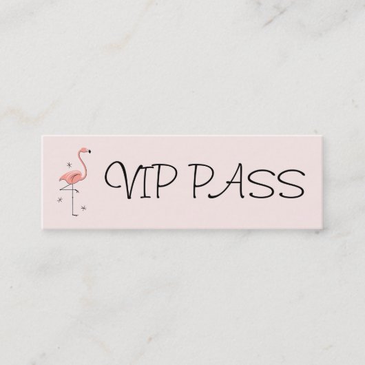 Mini Flamant rose rose 'VIP PASS' carte de visite maigr (Devant)