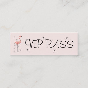 Mini Flamant rose rose 'VIP PASS' carte de visite maigr
