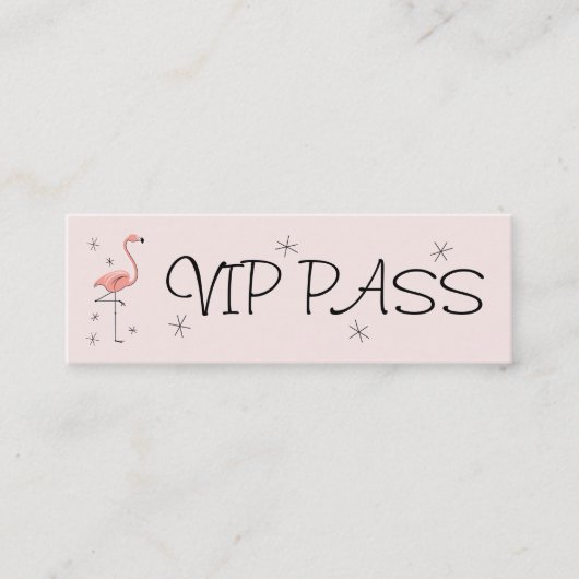Mini Flamant rose rose 'VIP PASS' carte de visite maigr (Devant)