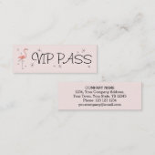 Mini Flamant rose rose 'VIP PASS' carte de visite maigr (Devant / Derrière)