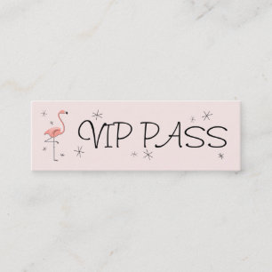 Mini Flamant rose rose 'VIP PASS' carte de visite maigr