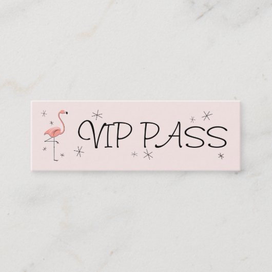 Mini Flamant rose rose 'VIP PASS' carte de visite maigr (Devant)