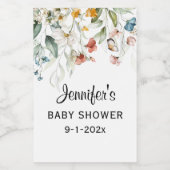 Mini Flesje Baby shower Bloemendruppel Mini Wijn Etiket (Enkel label)