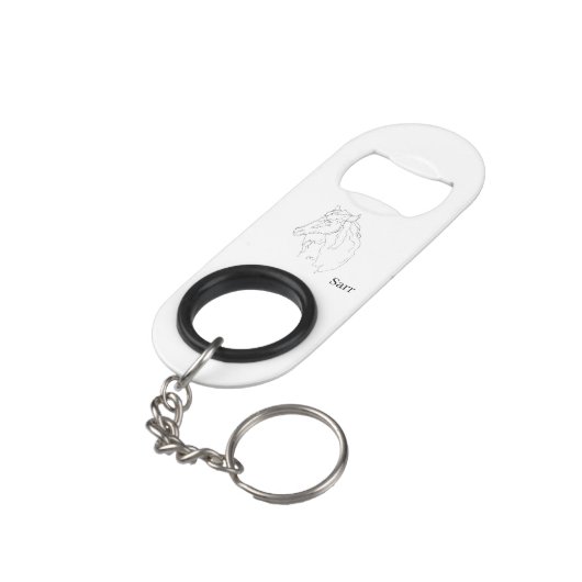 Mini flesopening met Sleutelhanger paard onderweg Flessenopener (Achterkant Gekanteld)