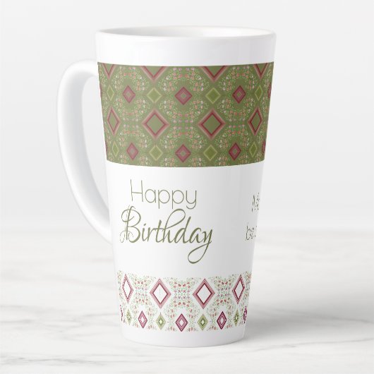 Mini Floral Joyeux Anniversaire Latte Mug (Angle gauche)