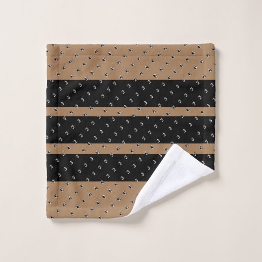 Mini Geo Brown rayures noir (Gant de toilette)