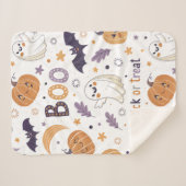 Mini Ghost & Pumpkin Sherpa Plaid – Taille Small (Devant (Horizontal))