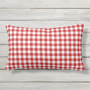 Mini Gingham Check Red White Patroon Buitenkussen