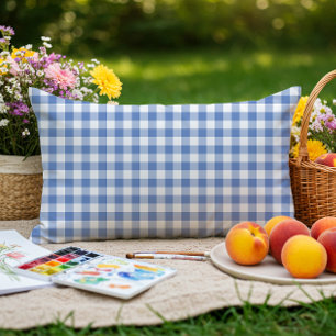 Mini Gingham Geruite Koremblauw Schotse Ruit Patro Buitenkussen