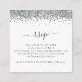 Mini Glam Silver Glitter QR Code Weddenschap RSVP Informatiekaartje (Voorkant)
