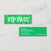 Mini Glitz Green 'VIP PASS' carte de visite maigre (Devant / Derrière)