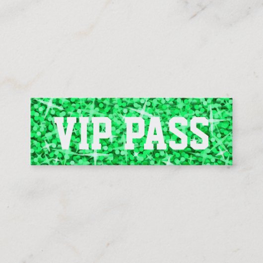 Mini Glitz Green 'VIP PASS' carte de visite maigre (Devant)