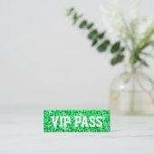 Mini Glitz Green 'VIP PASS' carte de visite maigre (Debout devant)