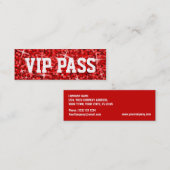 Mini Glitz Red 'VIP PASS' carte de visite maigre (Devant / Derrière)